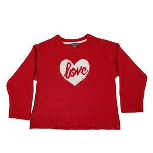 Vince Camuto Girls Love Heart Sweater Red Crewneck Kids Size S 6 6X